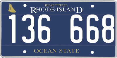 RI license plate 136668