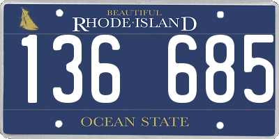 RI license plate 136685