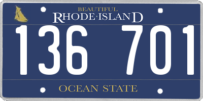 RI license plate 136701