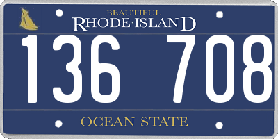 RI license plate 136708