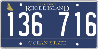 RI license plate 136716