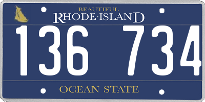 RI license plate 136734