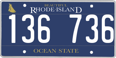 RI license plate 136736