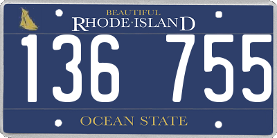RI license plate 136755