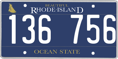 RI license plate 136756