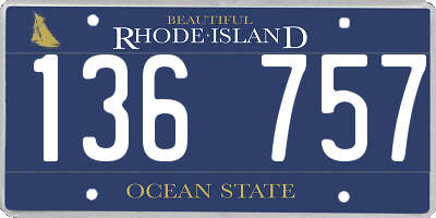 RI license plate 136757