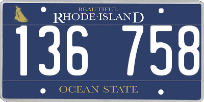 RI license plate 136758