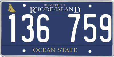 RI license plate 136759