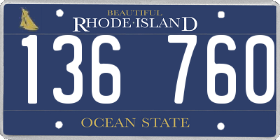 RI license plate 136760