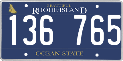 RI license plate 136765