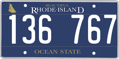 RI license plate 136767