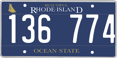 RI license plate 136774