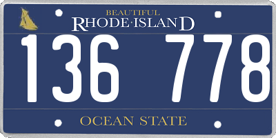 RI license plate 136778