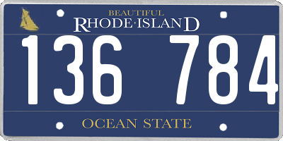 RI license plate 136784