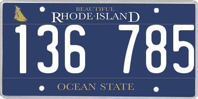 RI license plate 136785