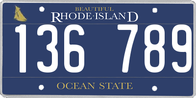 RI license plate 136789
