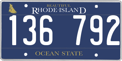 RI license plate 136792