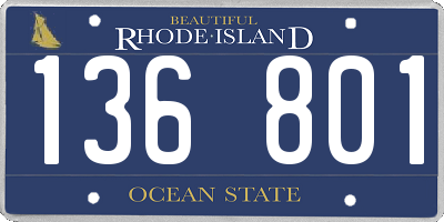 RI license plate 136801
