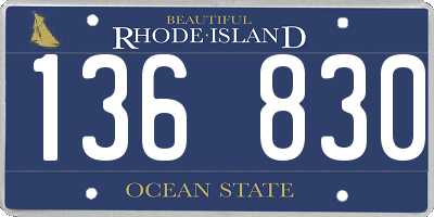 RI license plate 136830