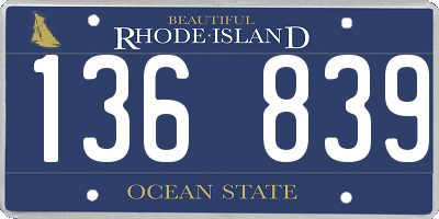 RI license plate 136839