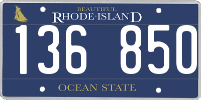 RI license plate 136850