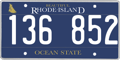 RI license plate 136852