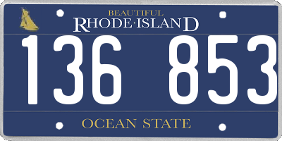 RI license plate 136853