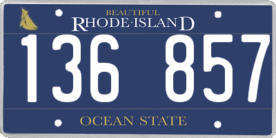 RI license plate 136857