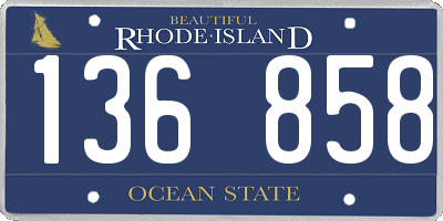 RI license plate 136858
