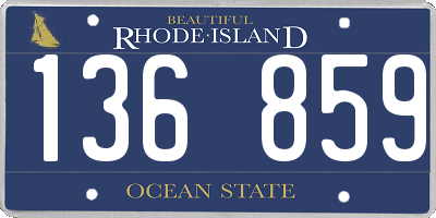 RI license plate 136859