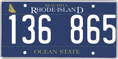 RI license plate 136865
