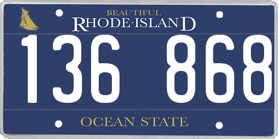 RI license plate 136868