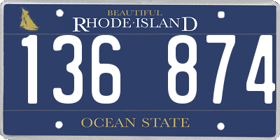RI license plate 136874