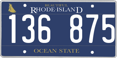 RI license plate 136875