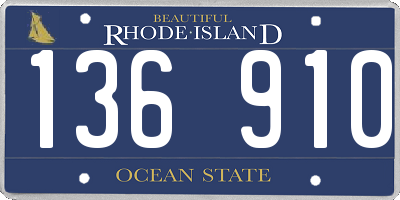 RI license plate 136910