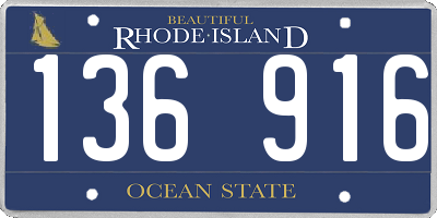 RI license plate 136916