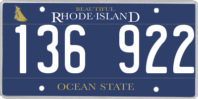 RI license plate 136922