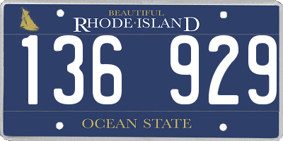 RI license plate 136929