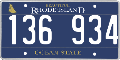 RI license plate 136934