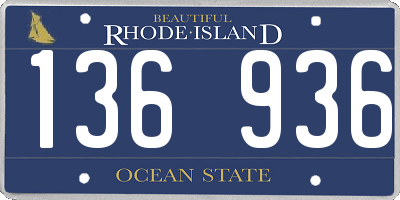 RI license plate 136936