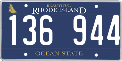RI license plate 136944