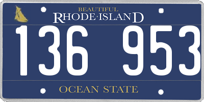 RI license plate 136953