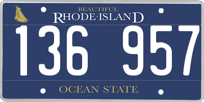RI license plate 136957