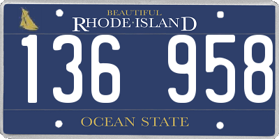 RI license plate 136958