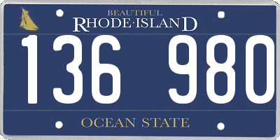 RI license plate 136980