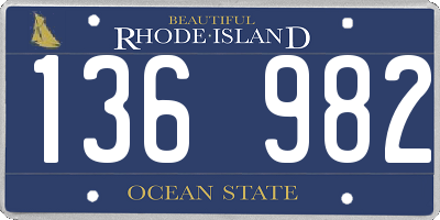 RI license plate 136982