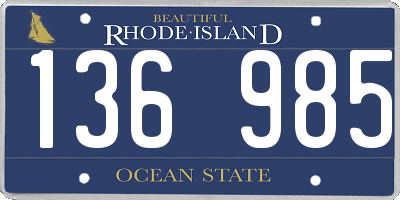 RI license plate 136985