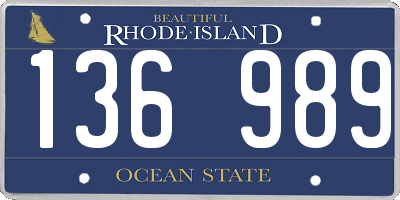 RI license plate 136989