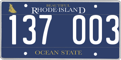 RI license plate 137003