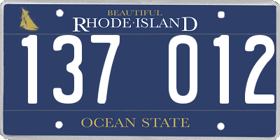 RI license plate 137012